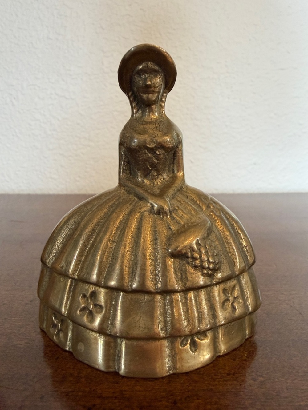 Vintage Brass Southern Belle Victorian Lady Bell Figurine